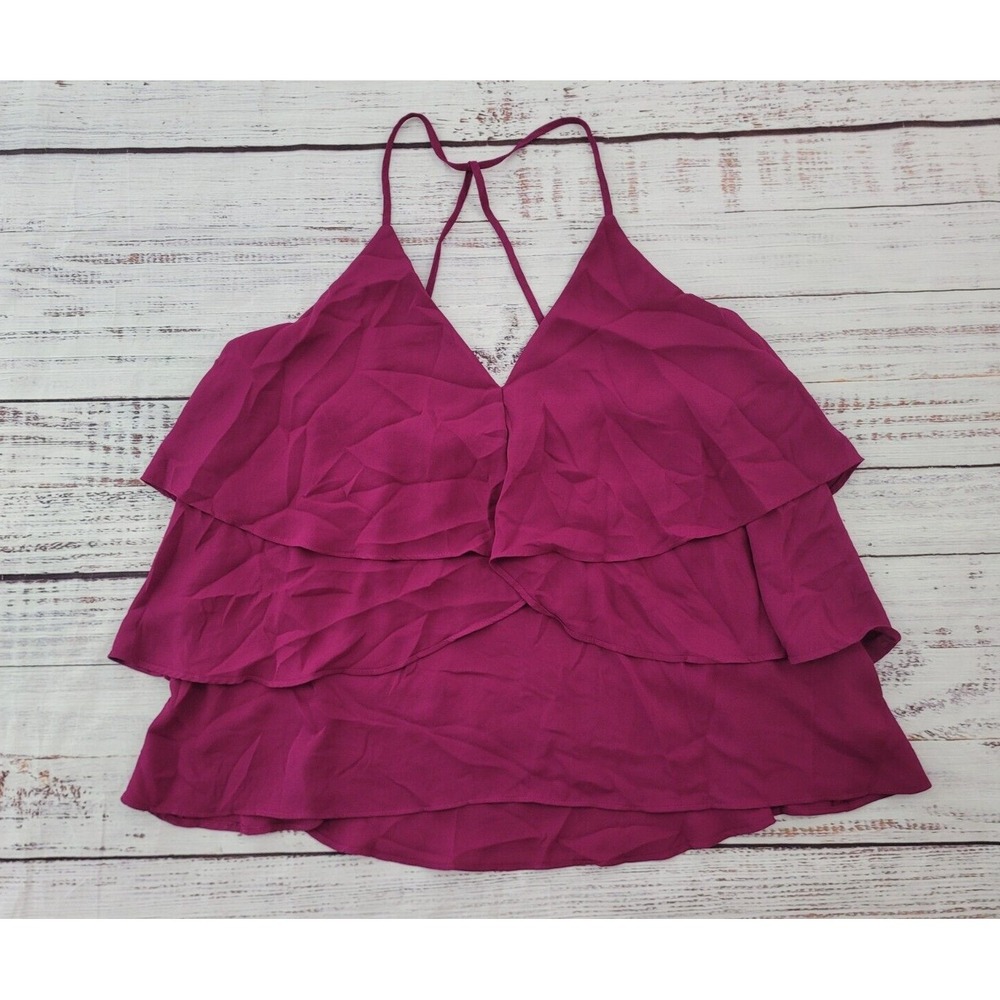 Express Conscious Edit Magenta Tiered Spaghetti Strap Top Women's L